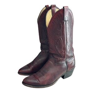 Abilene Men's Cowboy Leather Boots Black Cherry Size 9 D